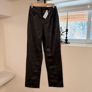 Dynamite Brown Faux Leather Straight Pants New w Tags On